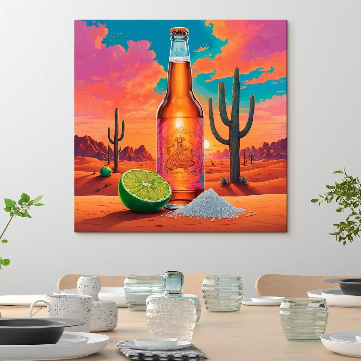 carta da parati Birra e calce sullo sfondo delle lande desolate americane nr. s44438