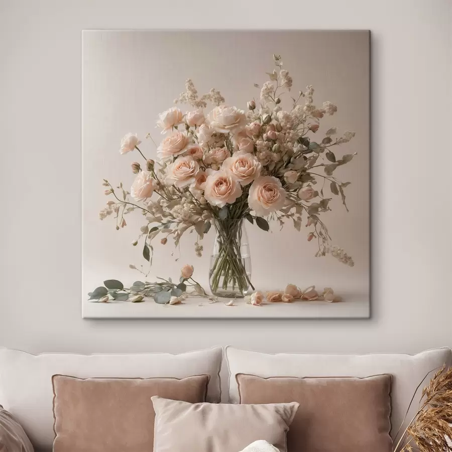 carta da parati Rose bianche in vaso trasparente nr. s44451