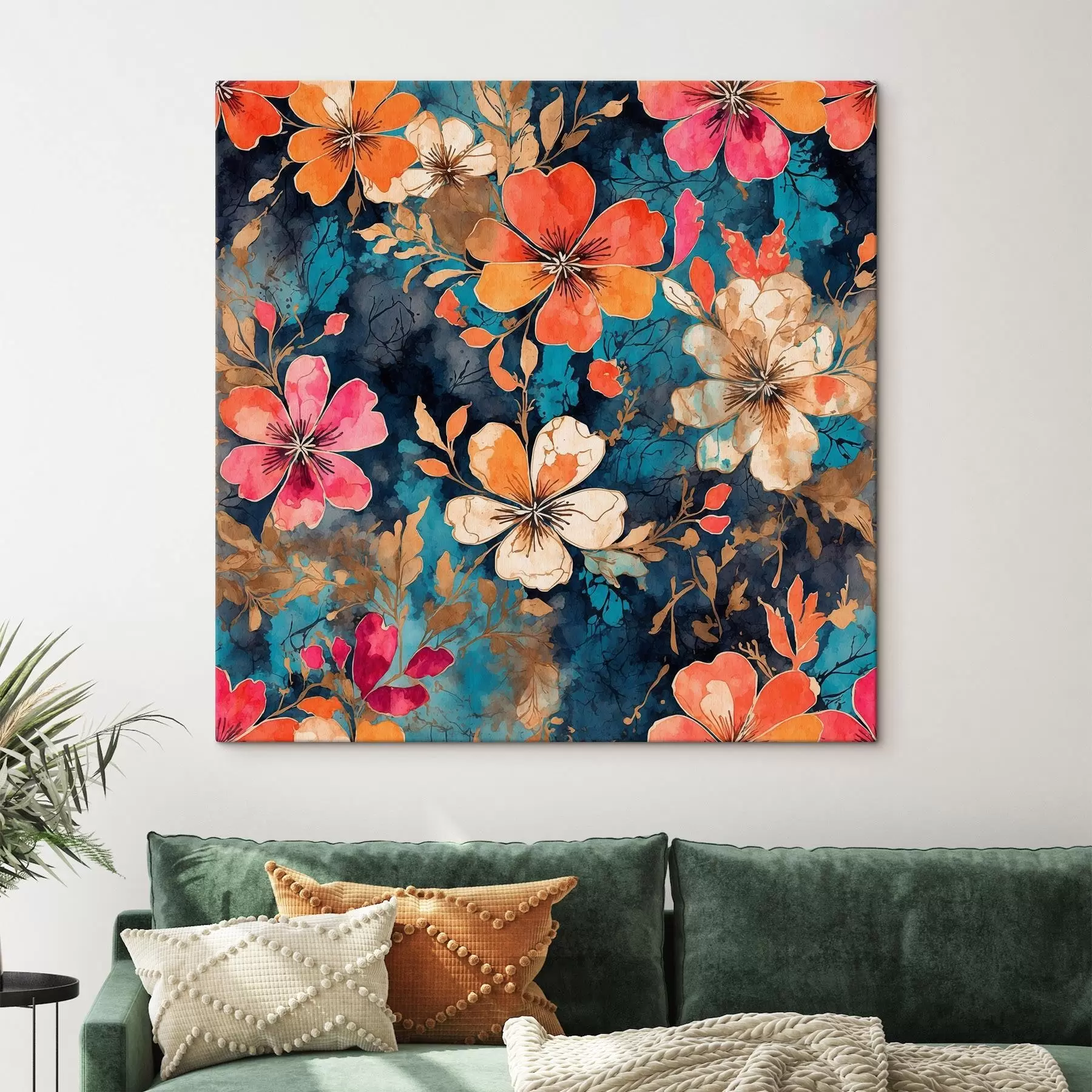 carta da parati Pittura acrilica multicolore su sfondo blu scuro Pittura acrilica astratta multicolore su sfondo blu scuro sfondo blu nr. s44460