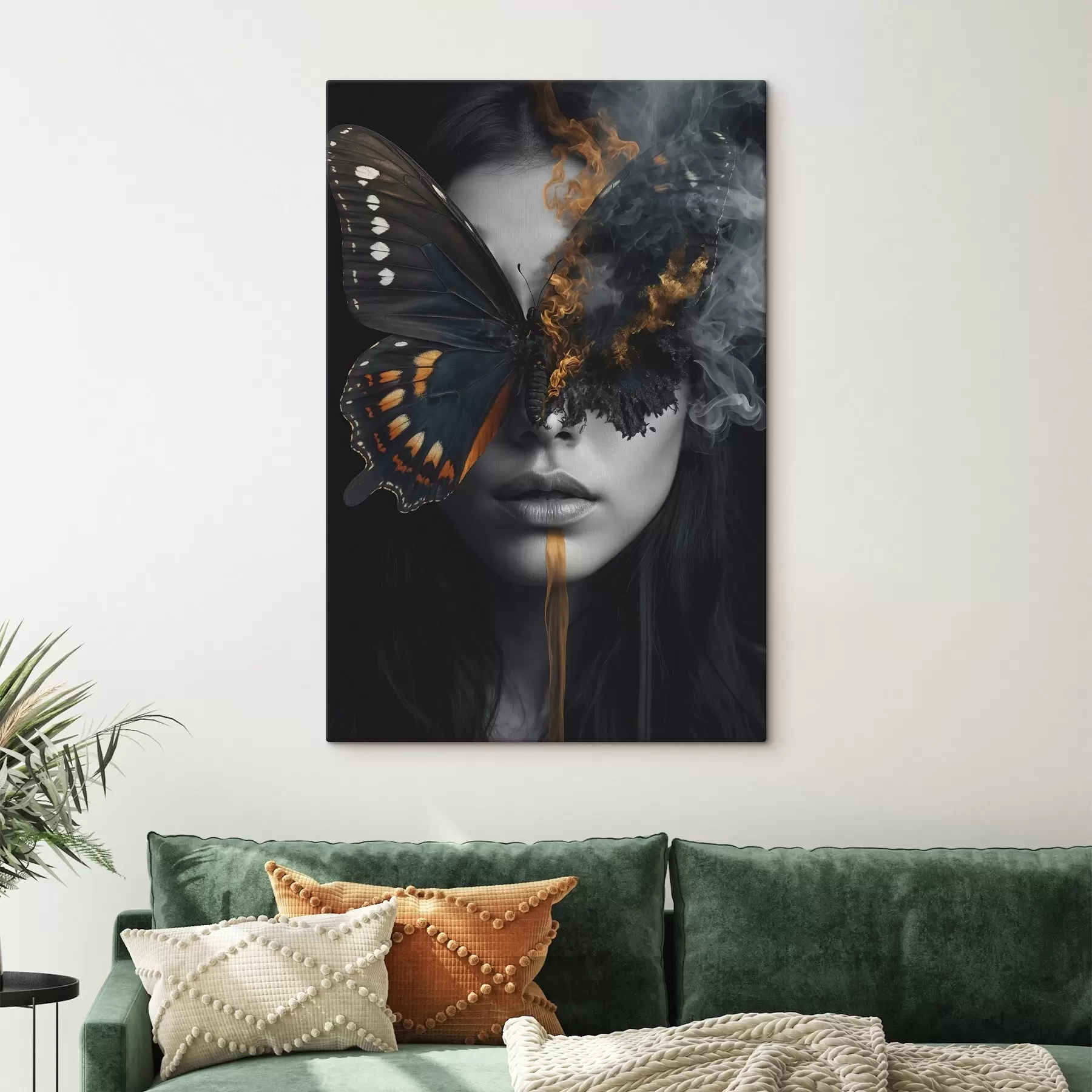 carta da parati Farfalla infuocata sul viso di una ragazza nr. s44468