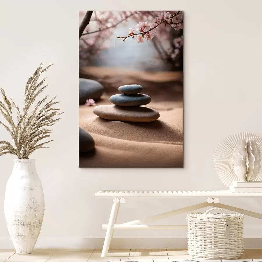 carta da parati Pietre sulla sabbia su sfondo sfocato nr. s44475