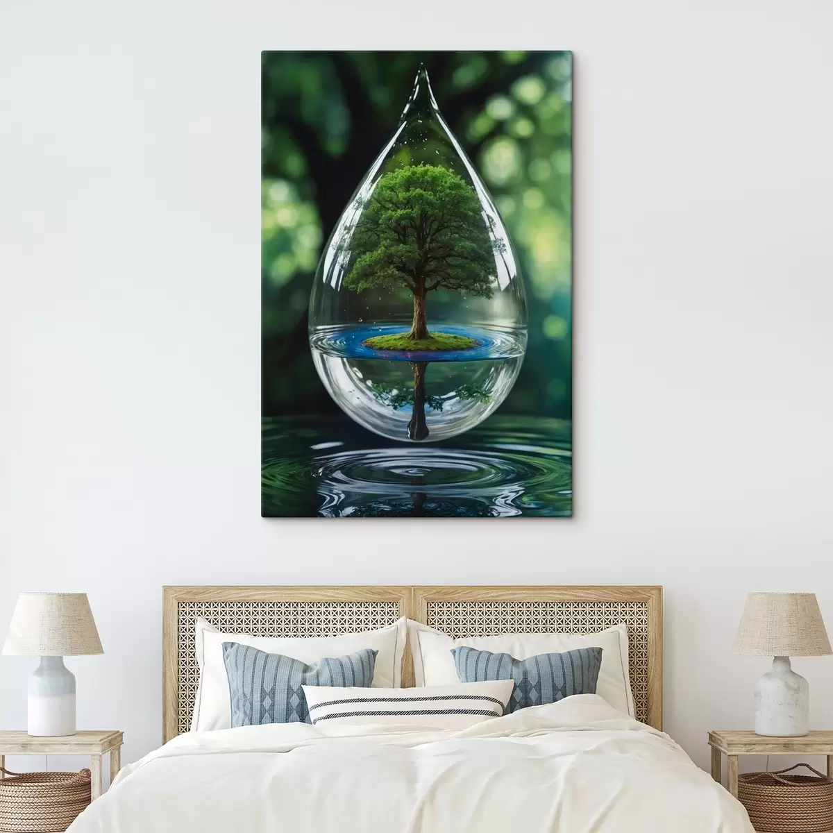 carta da parati Goccia con riflessione sull'albero nr. s44480