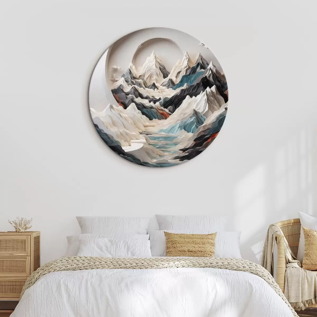 Quadri rotondi Pittura astratta di un'area montuosa r44427