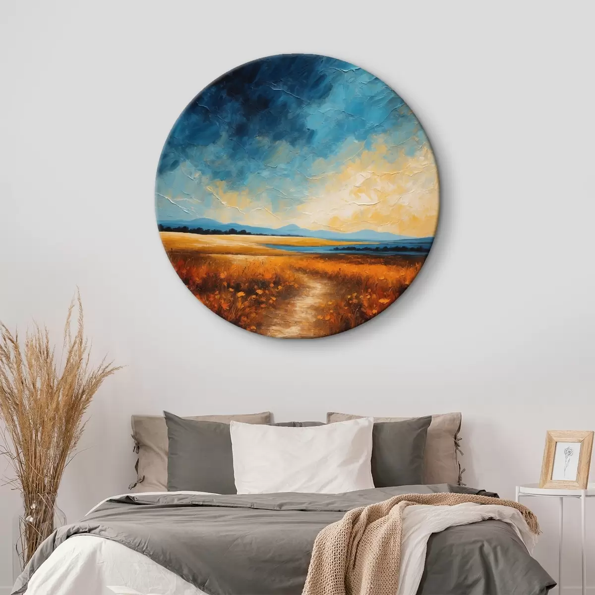 Quadri rotondi Campo di fiori di sera in stile pittura acrilica r44440