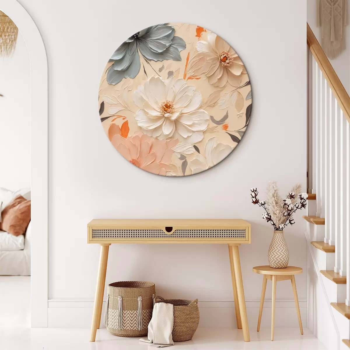 Quadri rotondi Vari fiori in stile pittura ad olio r44455