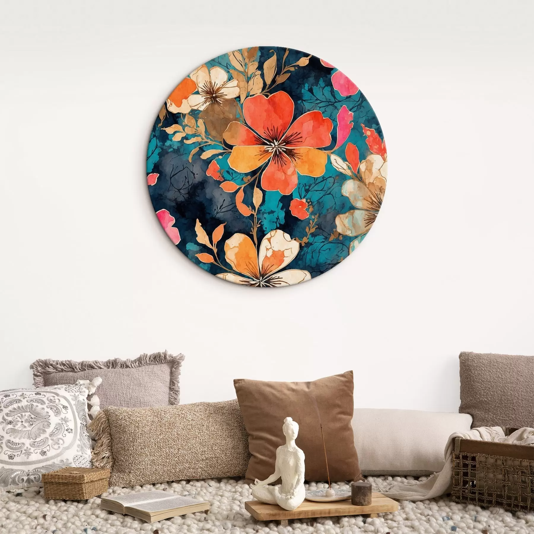 carta da parati Pittura acrilica multicolore su sfondo blu scuro Pittura acrilica astratta multicolore su sfondo blu scuro sfondo blu nr. r44460