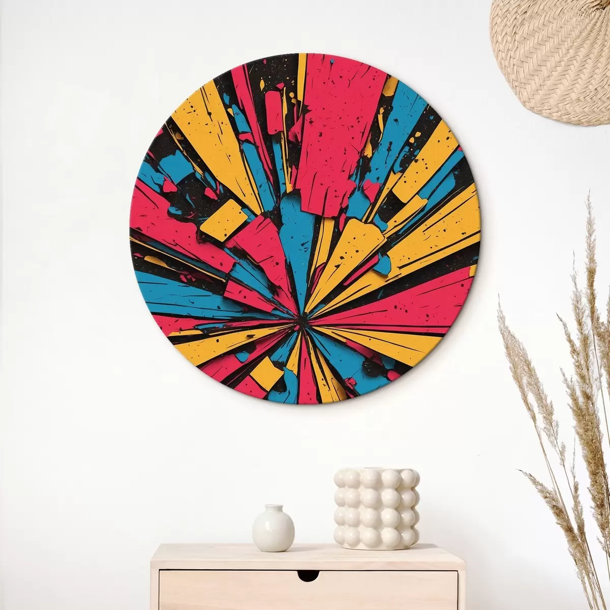 Quadri rotondi Pittura astratta multicolore r44461