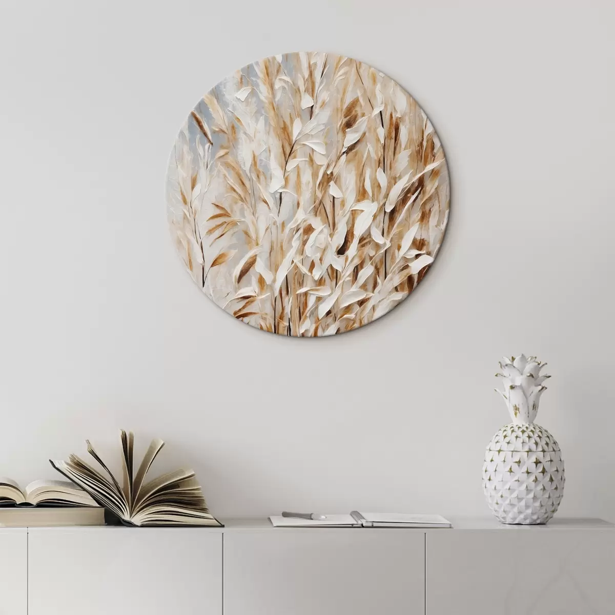 Quadri rotondi Grano astratto in stile pittura acrilica r44467