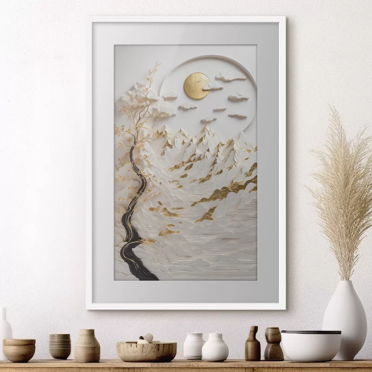 Poster Montagne astratte e sole f44428