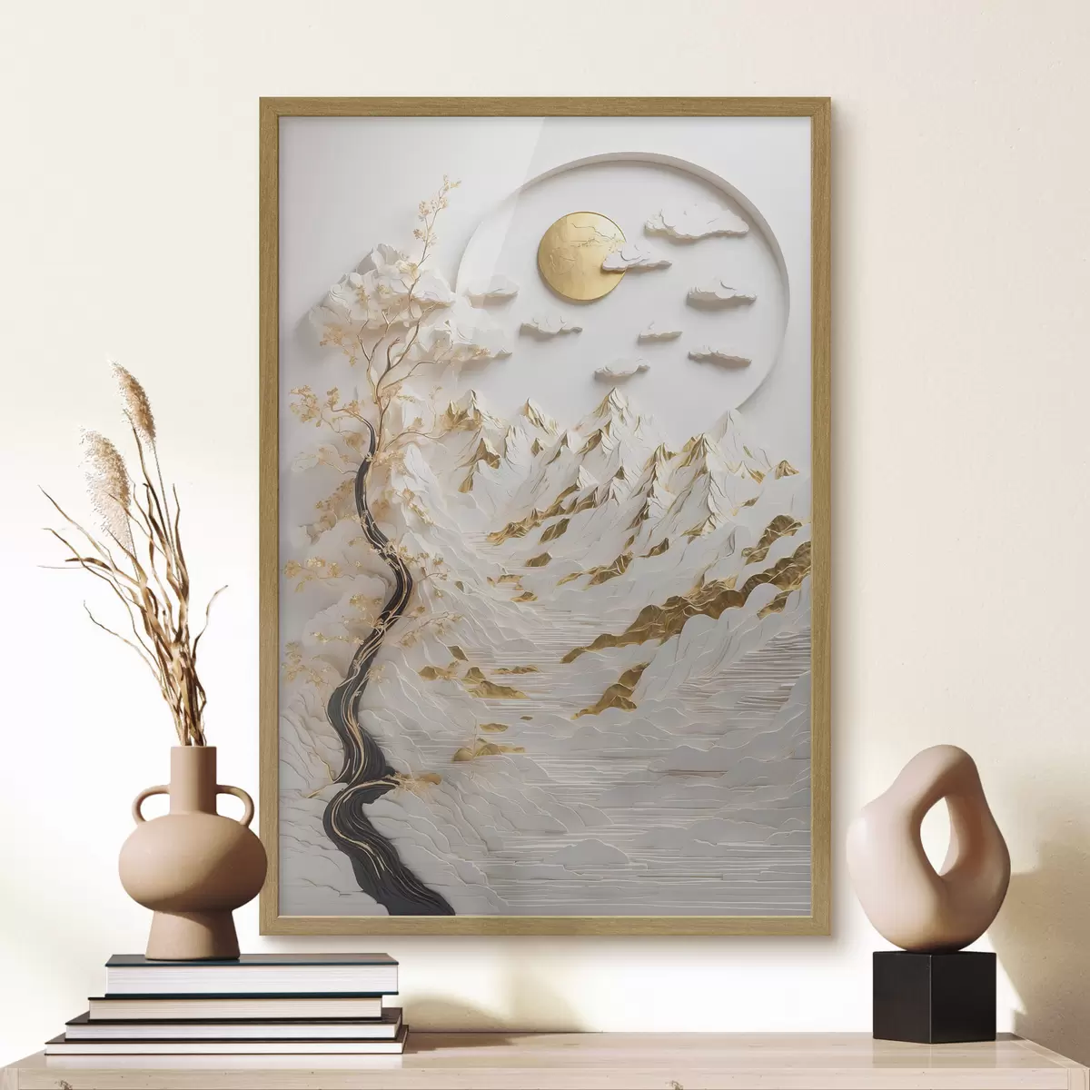 Poster Montagne astratte e sole f44428