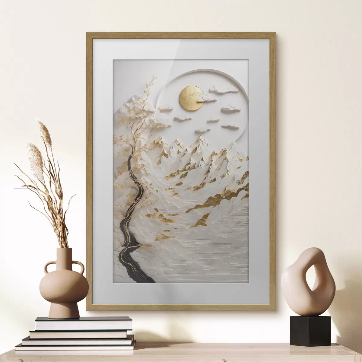 Poster Montagne astratte e sole f44428