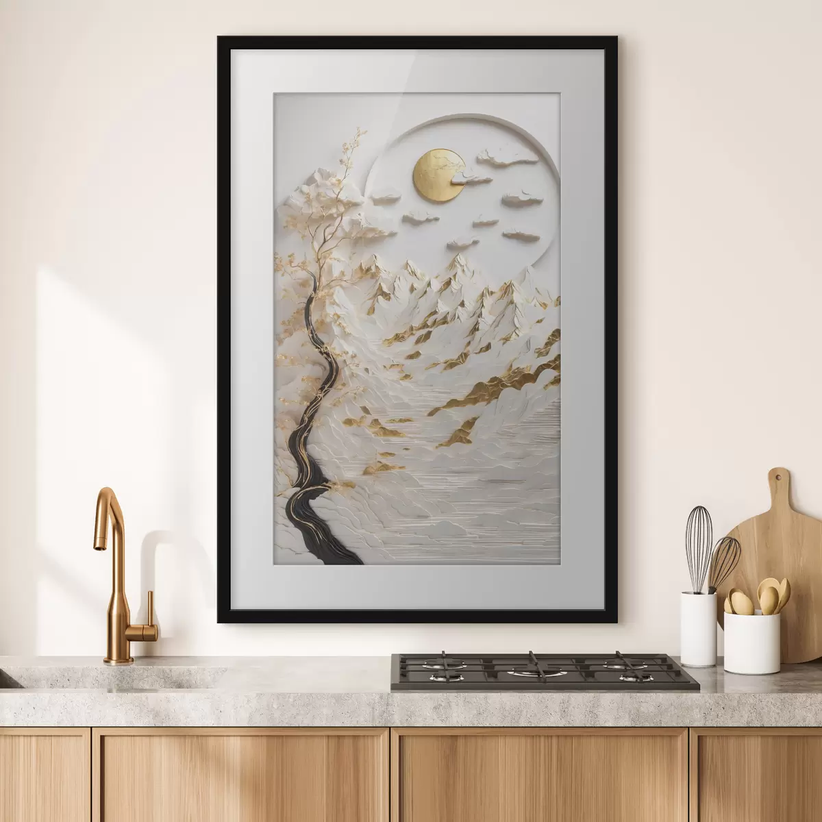Poster Montagne astratte e sole f44428