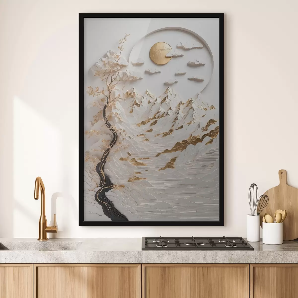 Poster Montagne astratte e sole f44428