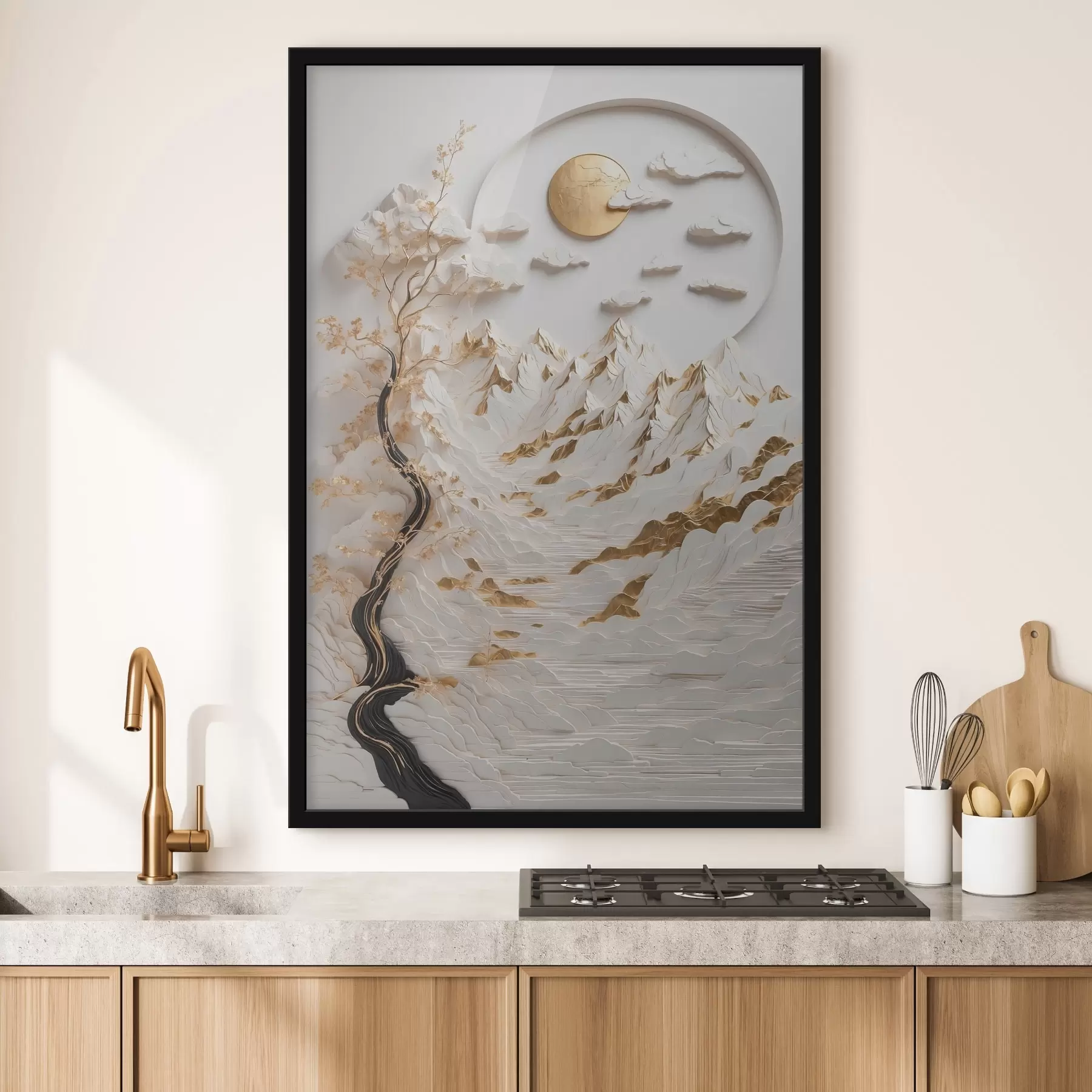 carta da parati Montagne astratte e sole nr. f44428