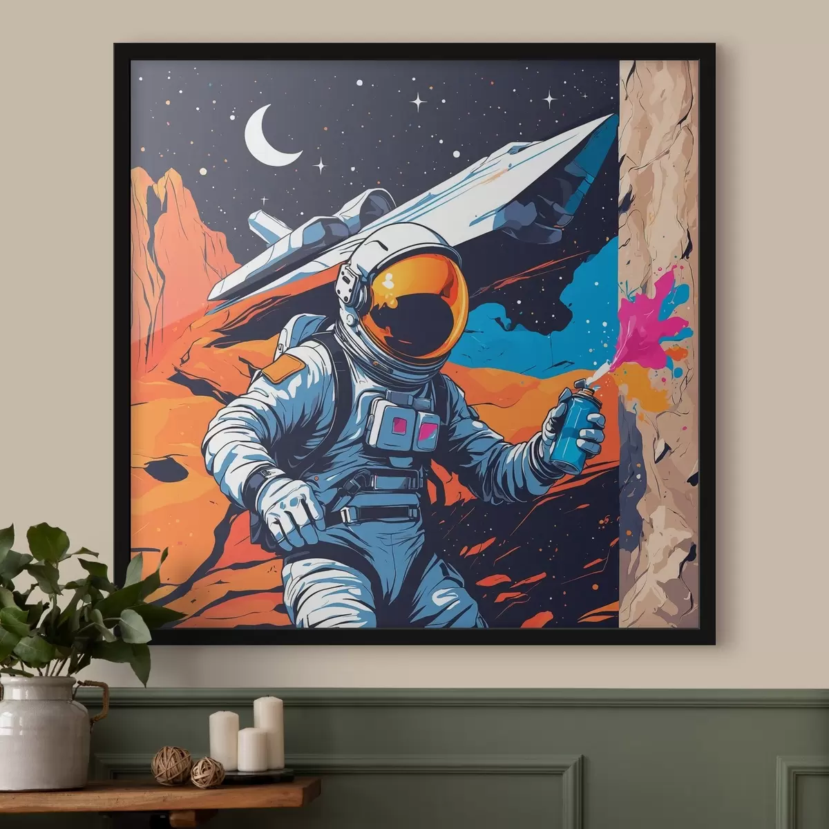 Poster Poster con astronauta e astronave f44434