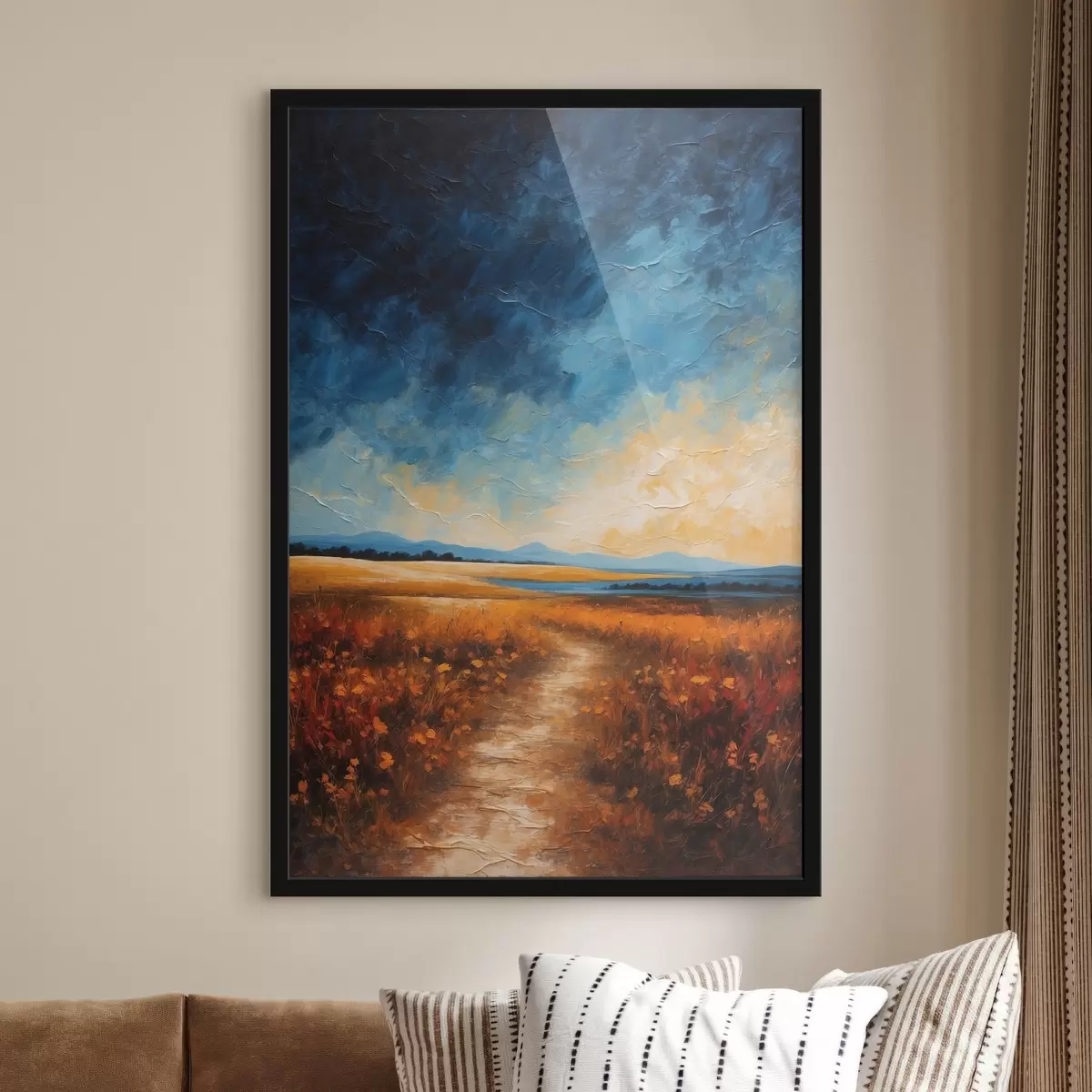 Poster Campo di fiori di sera in stile pittura acrilica f44440