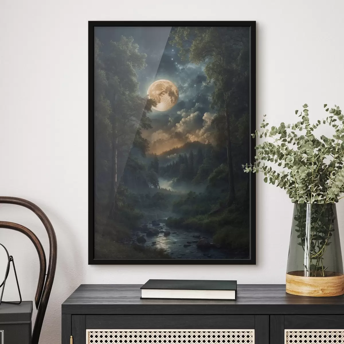 Poster Luna piena nella foresta f44454