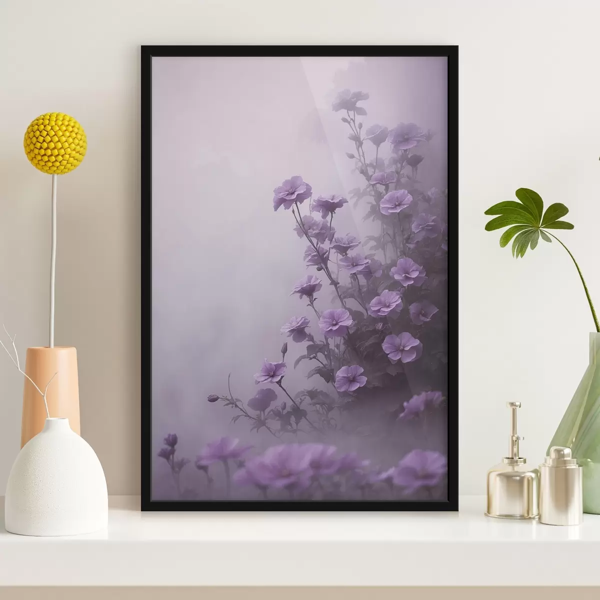 Poster Fiori viola nella nebbia f44456