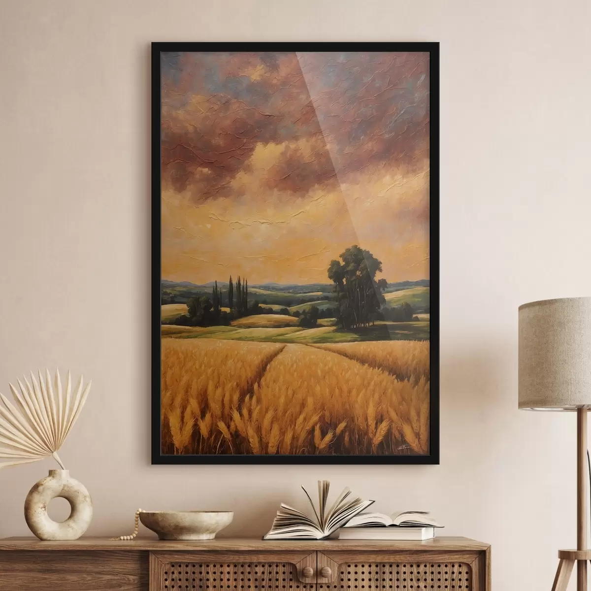 Poster Campo di grano in stile pittura acrilica f44464
