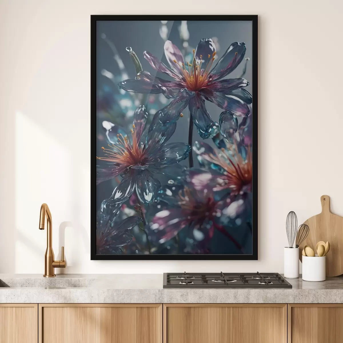 Poster Fiori trasparenti su sfondo sfocato f44469