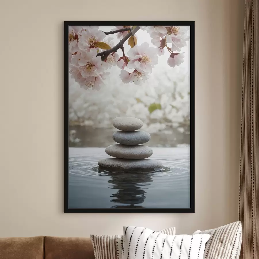 carta da parati Pietre in acqua su sfondo sfocato nr. f44476