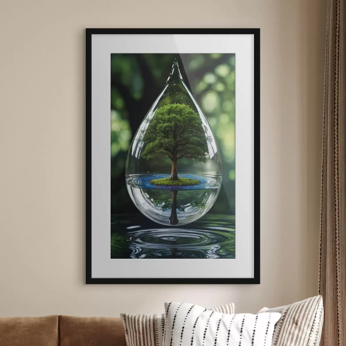 Poster Goccia con riflessione sull'albero f44480