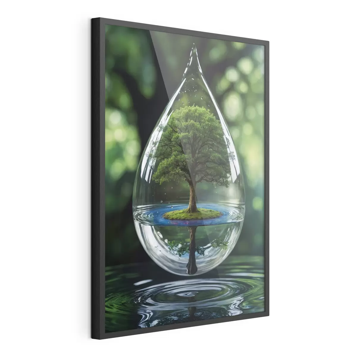 Poster Goccia con riflessione sull'albero f44480