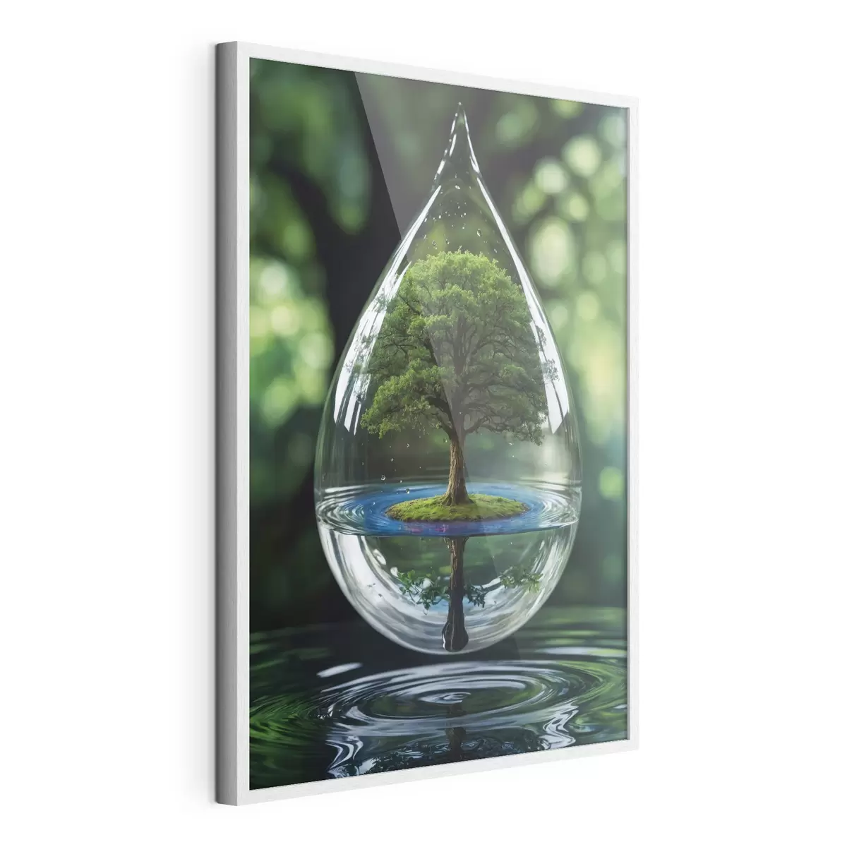 Poster Goccia con riflessione sull'albero f44480