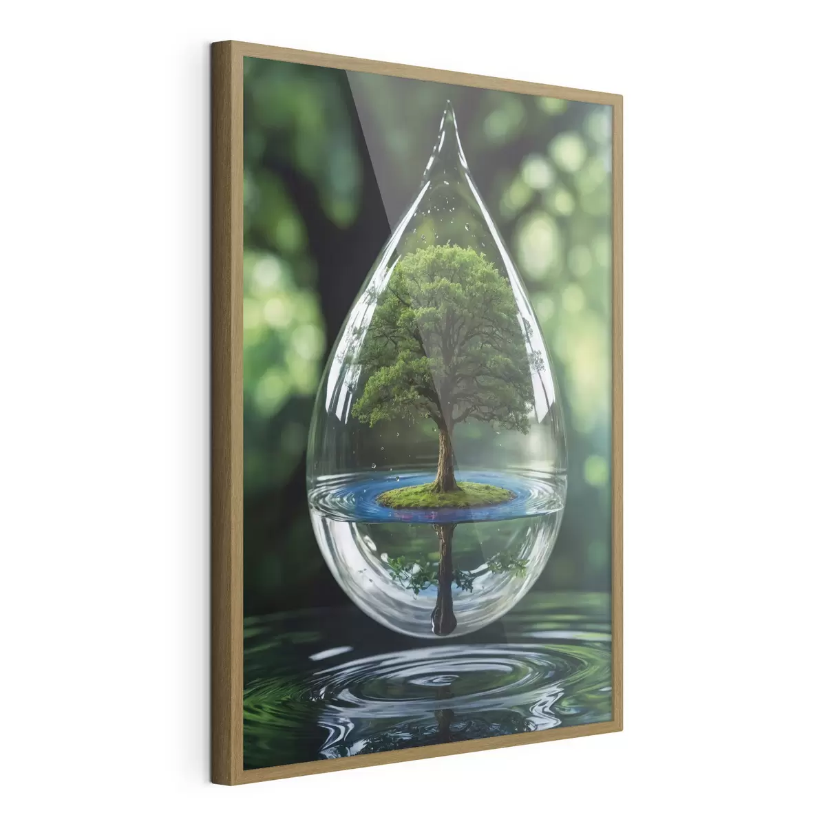 Poster Goccia con riflessione sull'albero f44480