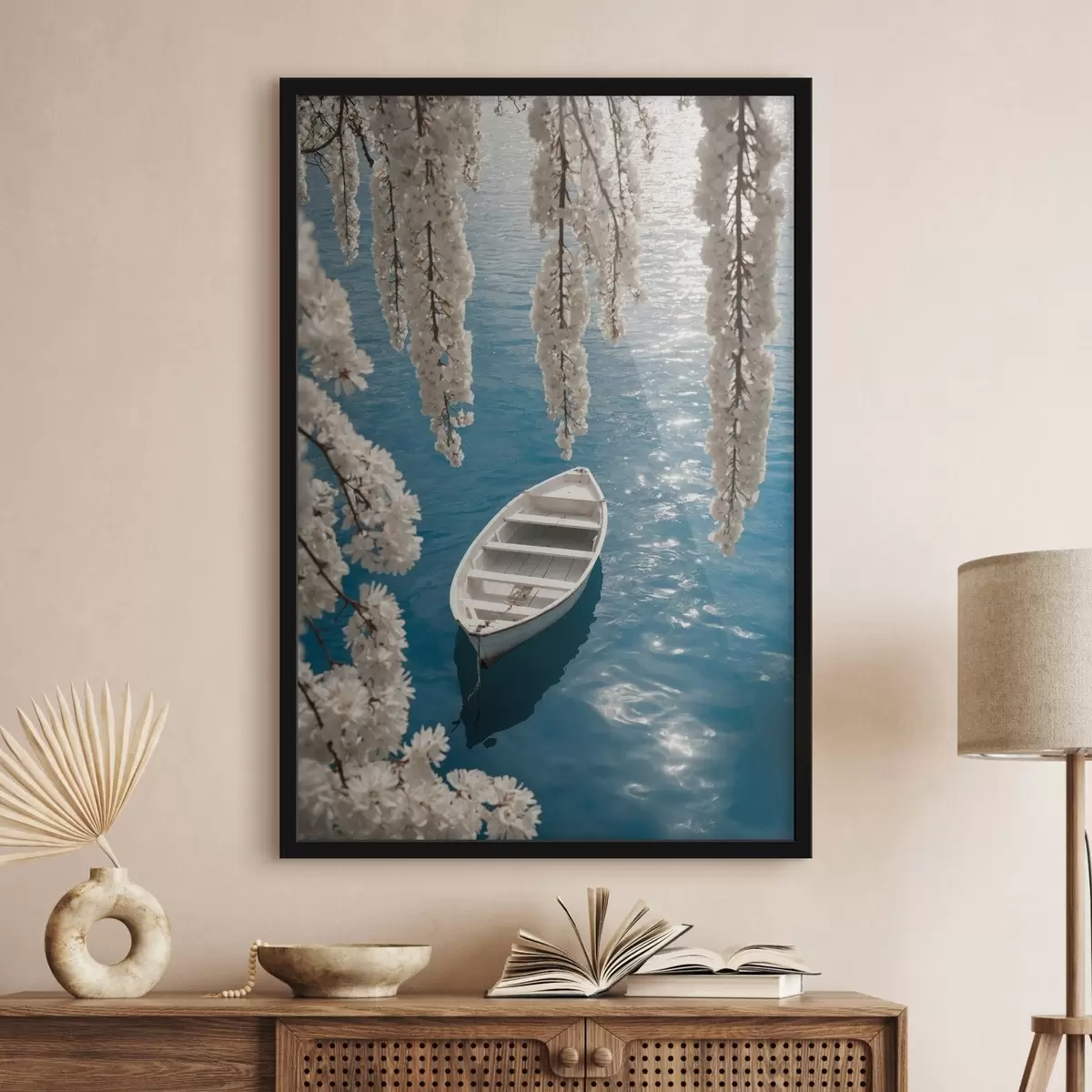 Poster Barca bianca sotto un albero f44482