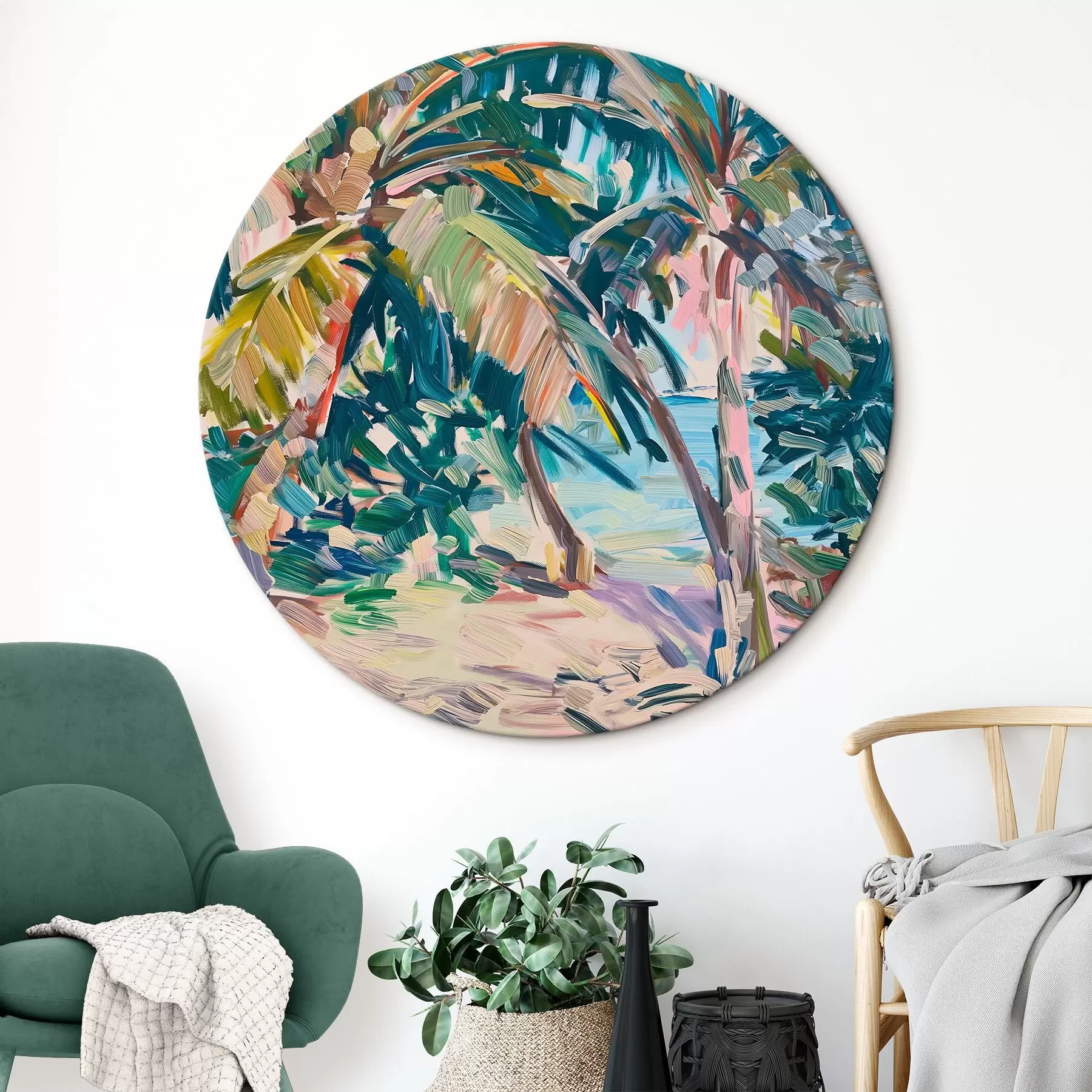 carta da parati Astrazione di palme, imitazione delle pennellate nr. r44513