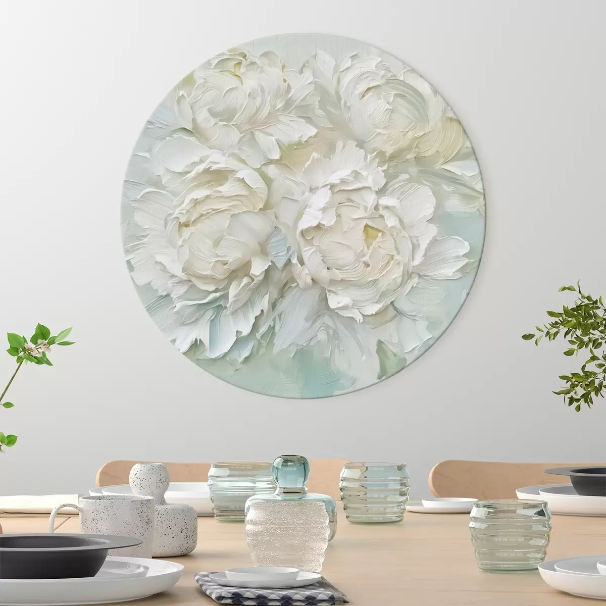 Quadri rotondi Imitazione di peonie in pittura r44522