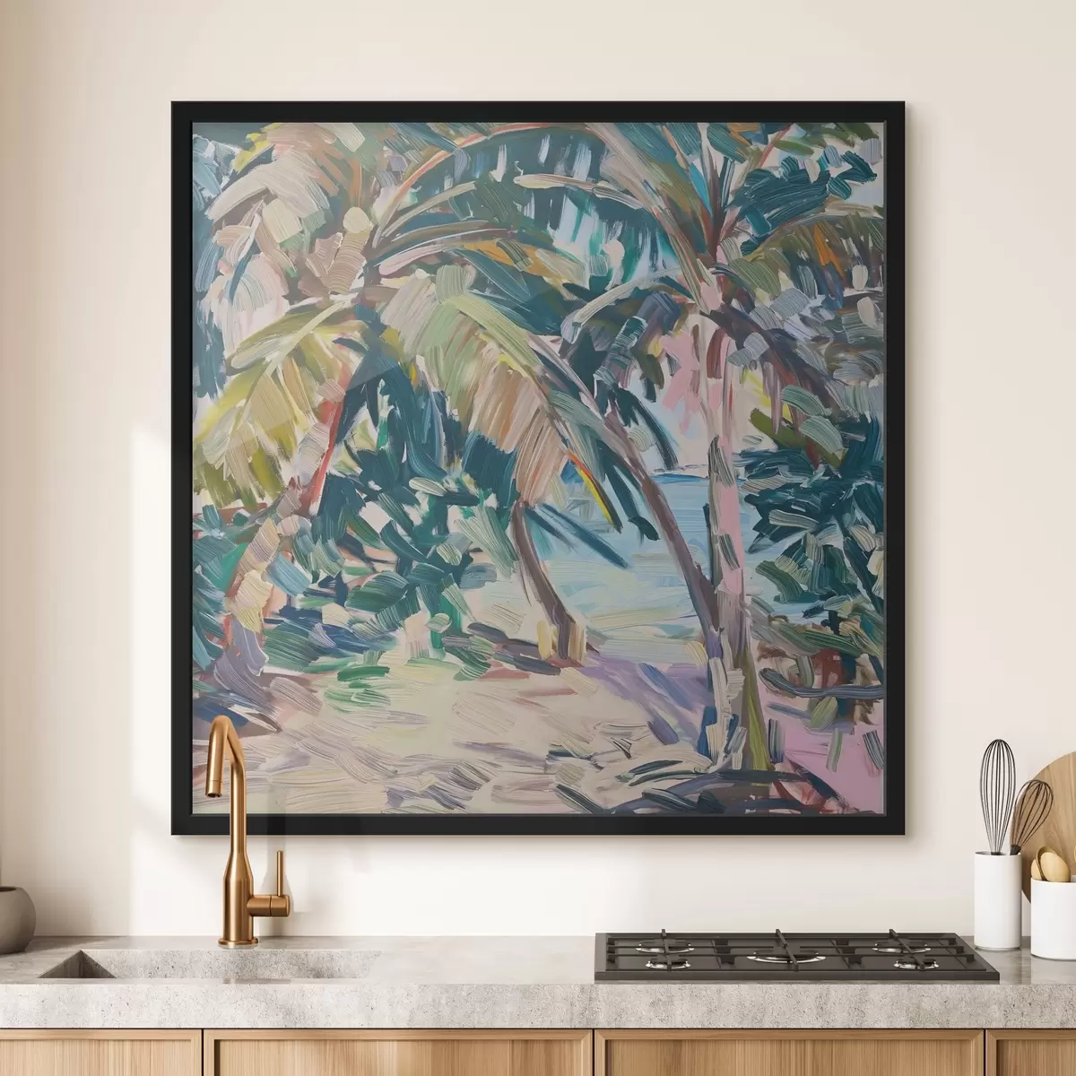 Poster Astrazione di palme, imitazione delle pennellate f44513