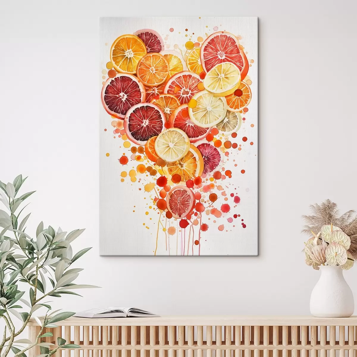 carta da parati Composizione giocosa di fette di limone, arancia, pompelmo e lime a forma di cuore nr. s44545