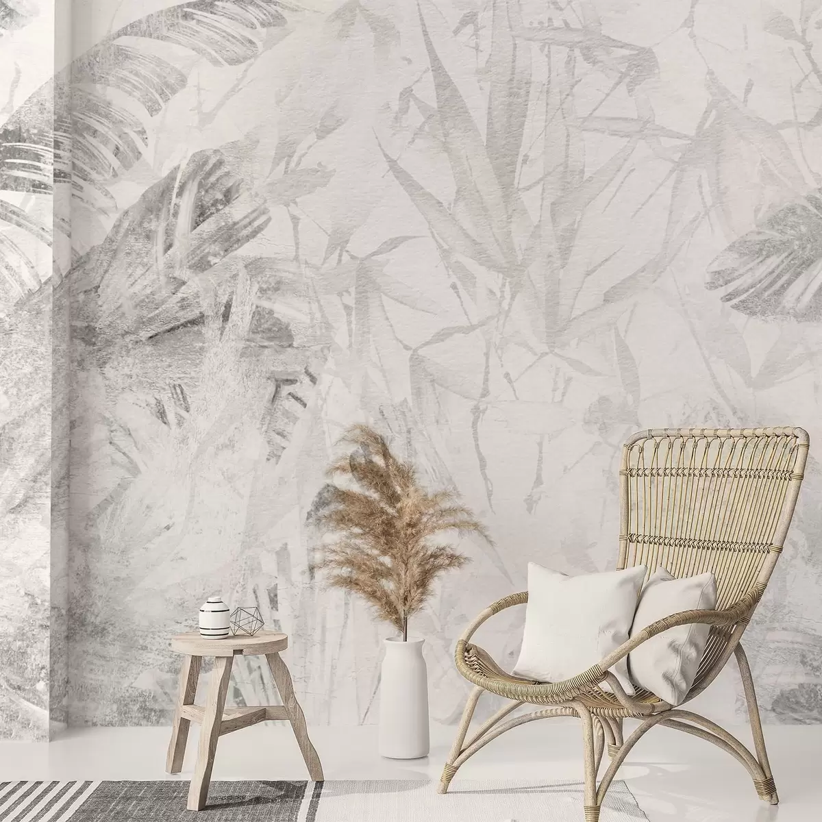 carta da parati Astrazione floreale in stile grunge con imitazione di abrasione nr. w03926