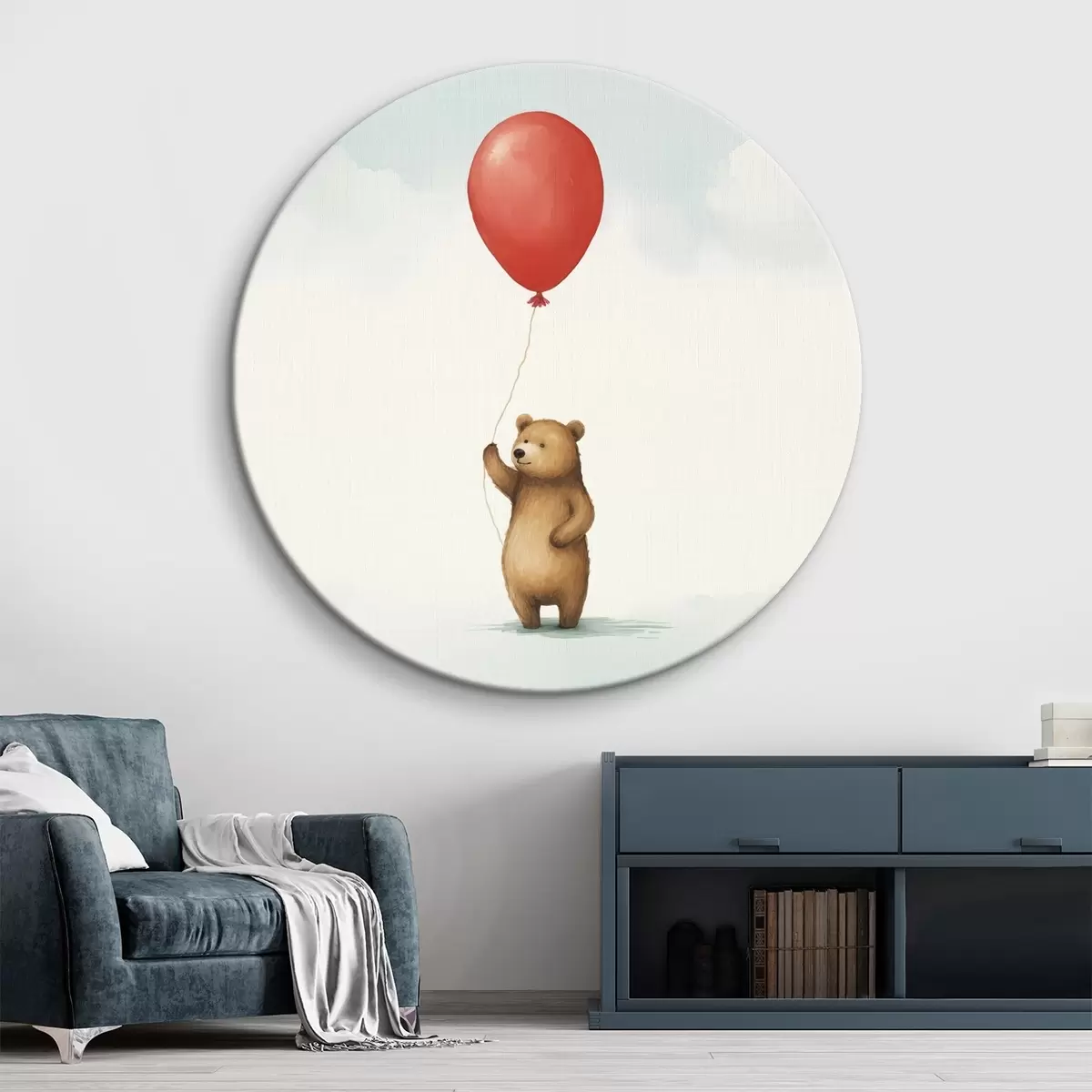 Quadri rotondi Un orsacchiotto e un palloncino r44535