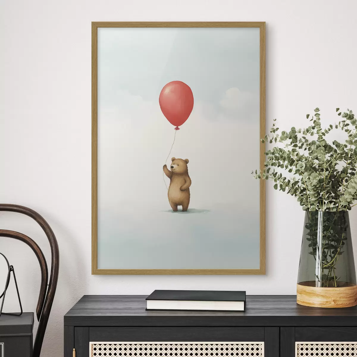 Poster Un orsacchiotto e un palloncino f44535