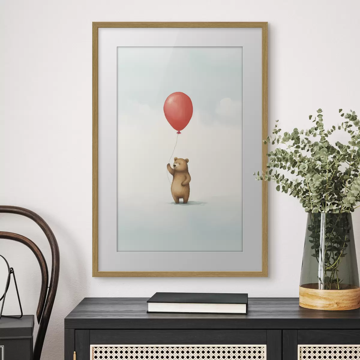 Poster Un orsacchiotto e un palloncino f44535