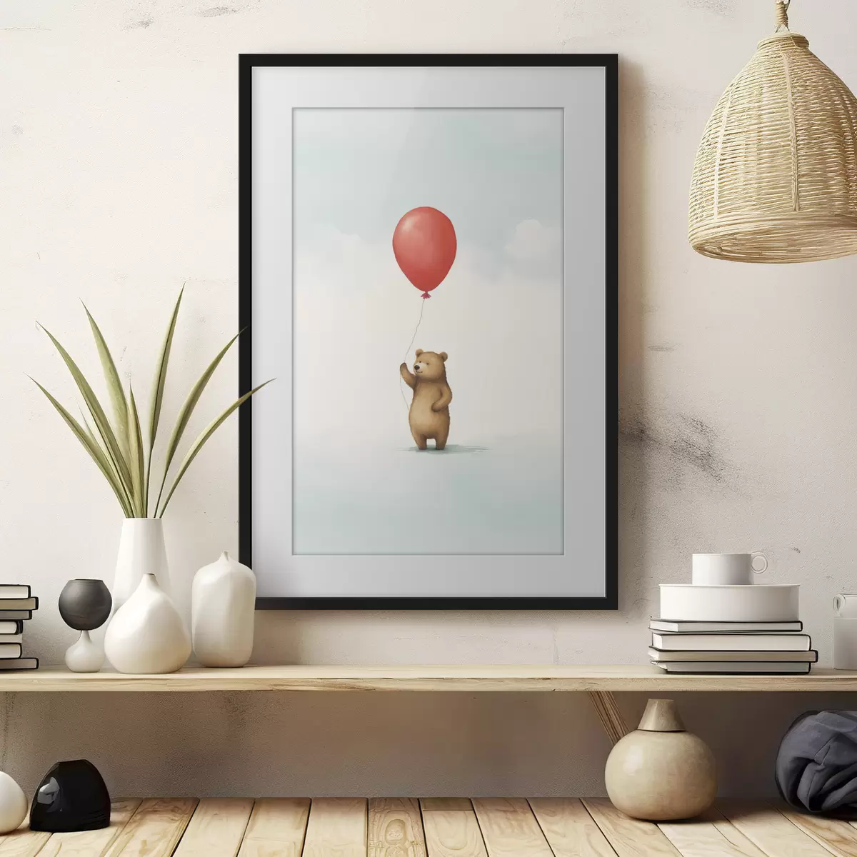 Poster Un orsacchiotto e un palloncino f44535