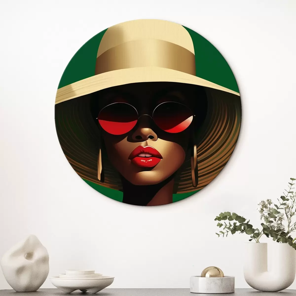 Quadri rotondi Ragazza con cappello r44559
