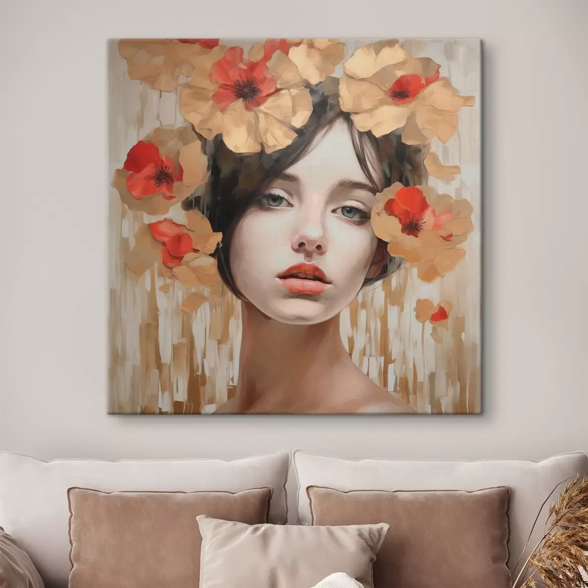 carta da parati Ritratto di ragazza con fiori nr. s44593