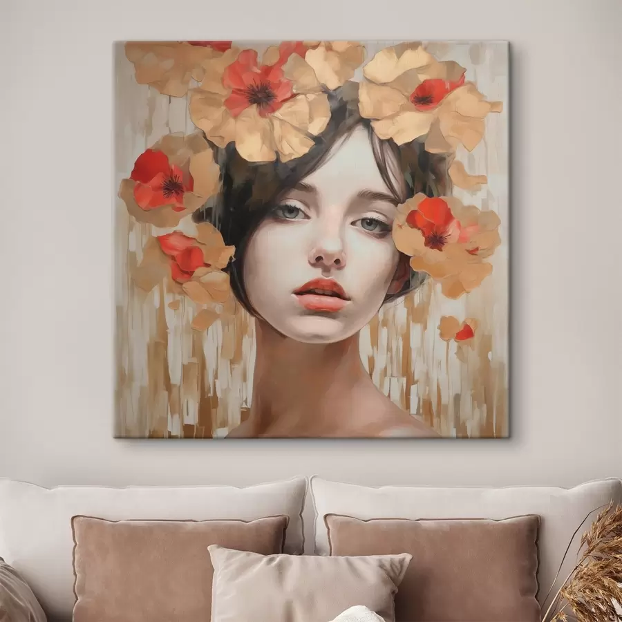 carta da parati Ritratto di ragazza con fiori nr. s44593