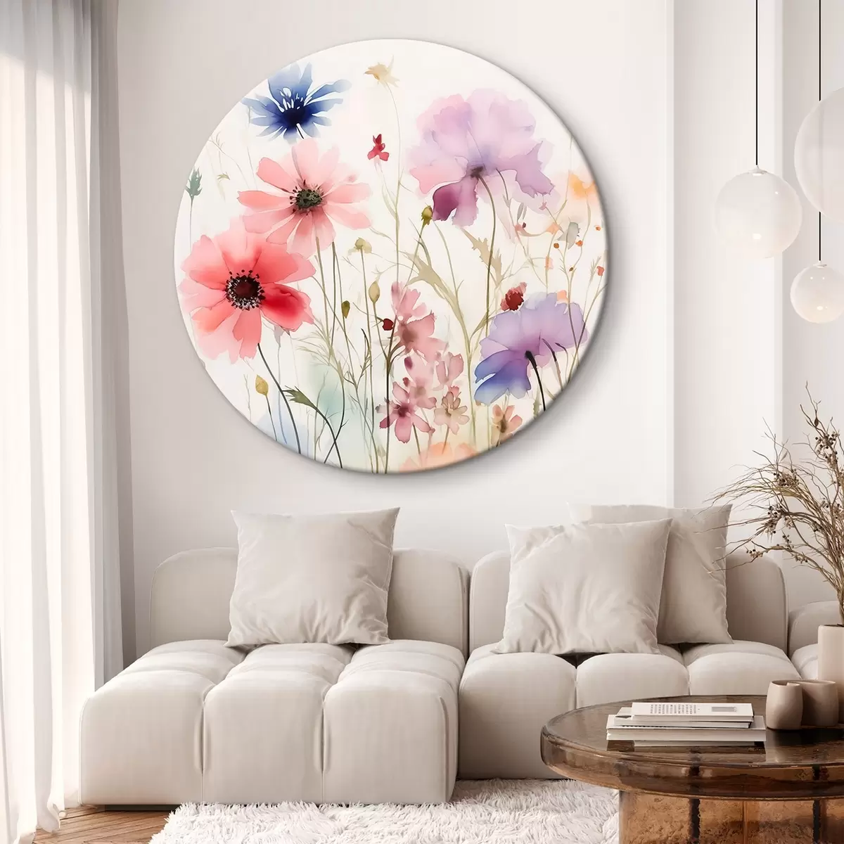 Quadri rotondi Fiori di campo imitazione dell'acquerello r44584