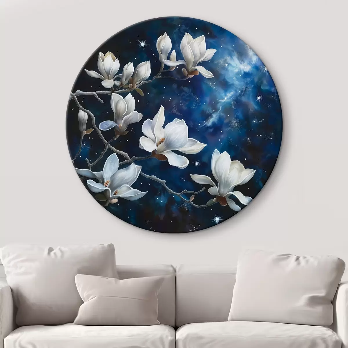 Quadri rotondi Fiori di magnolia contro il cielo r44585