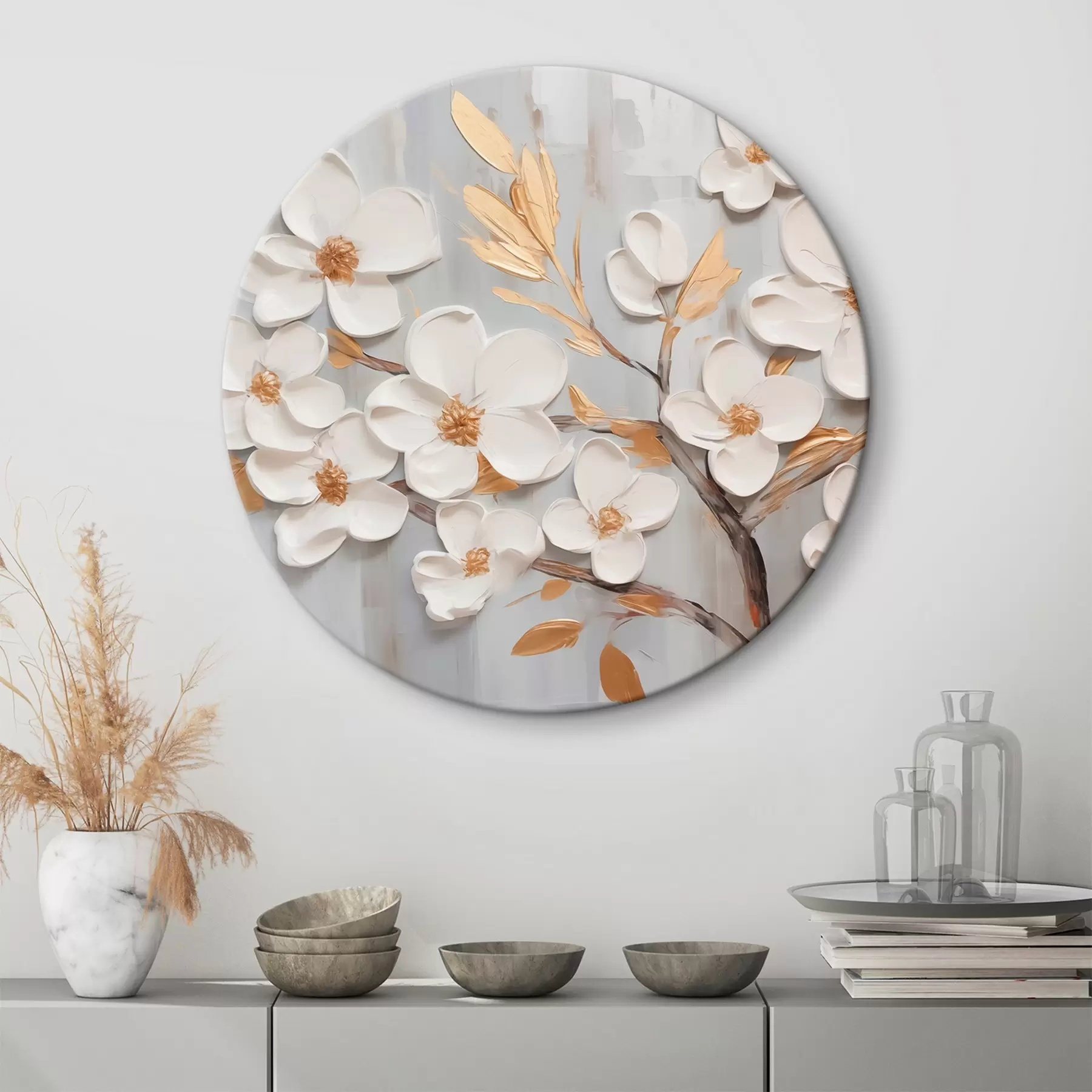 carta da parati Pittura a imitazione di fiori bianchi nr. r44586