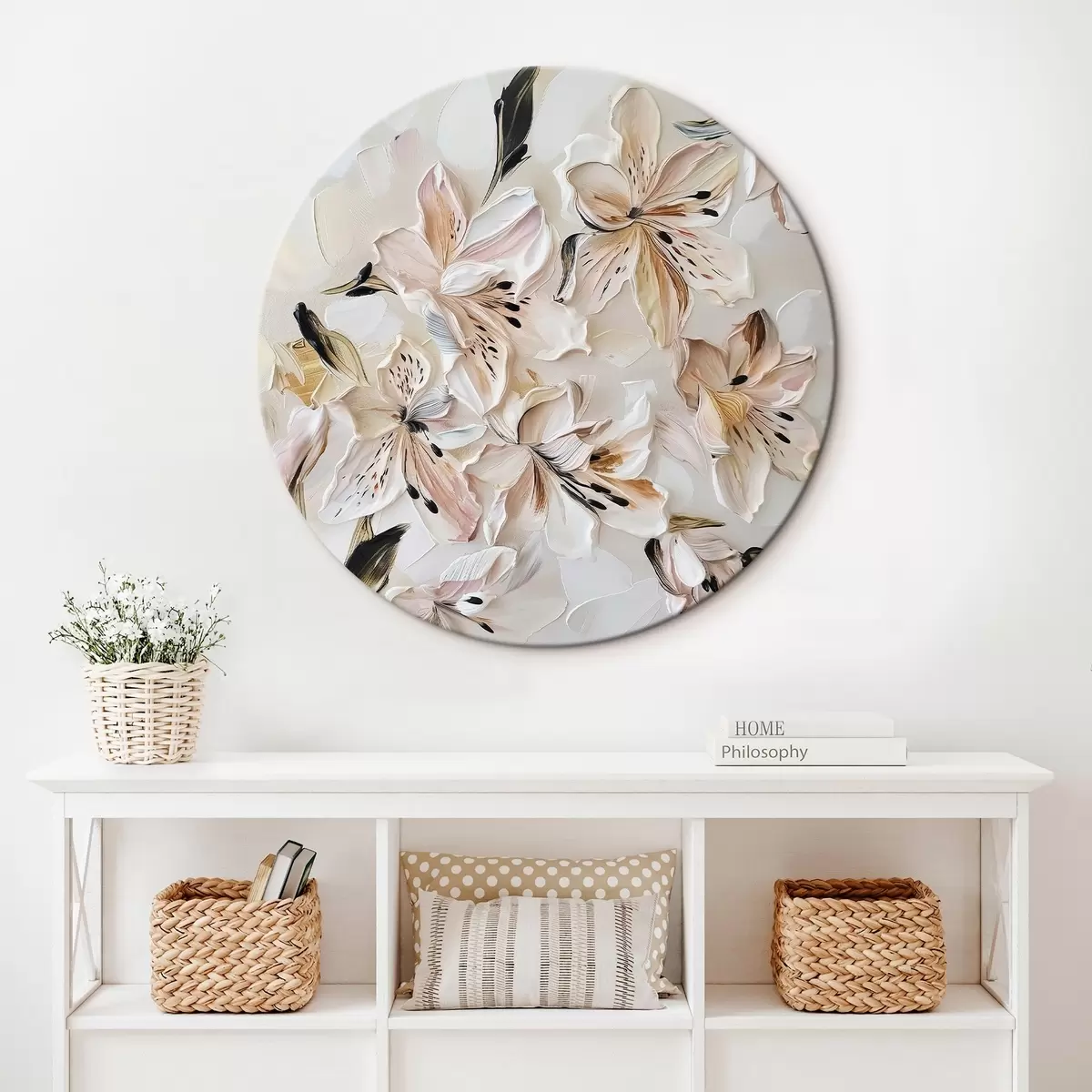 Quadri rotondi Delicata pittura a imitazione di fiori r44588