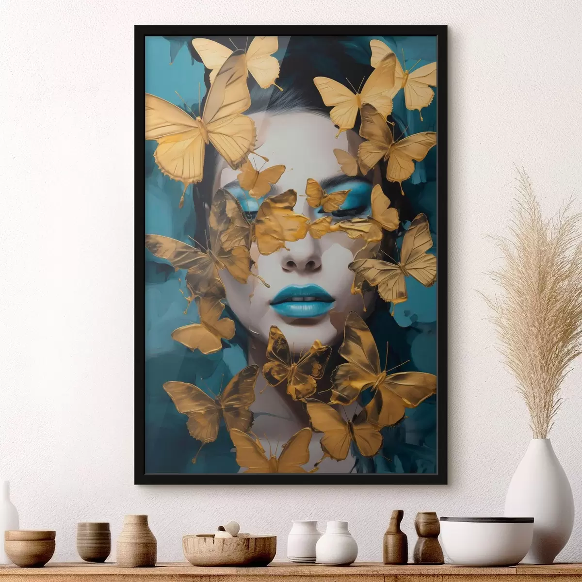 Poster Ritratto di ragazza con farfalle f44583