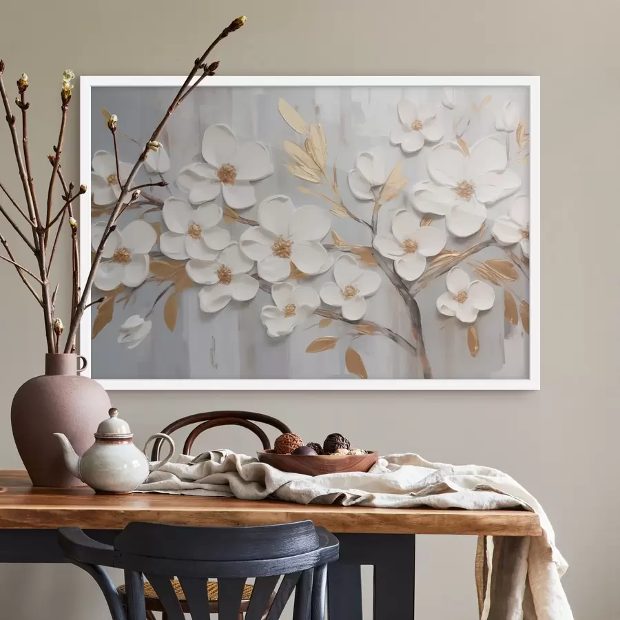 carta da parati Pittura a imitazione di fiori bianchi nr. f44586