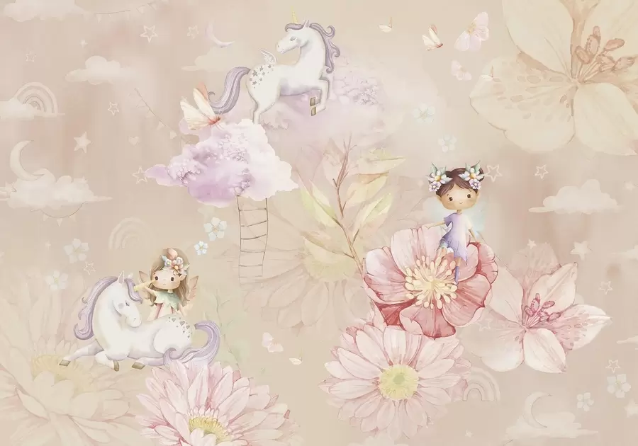 Carta da parati per Bambini Fate e unicorni 