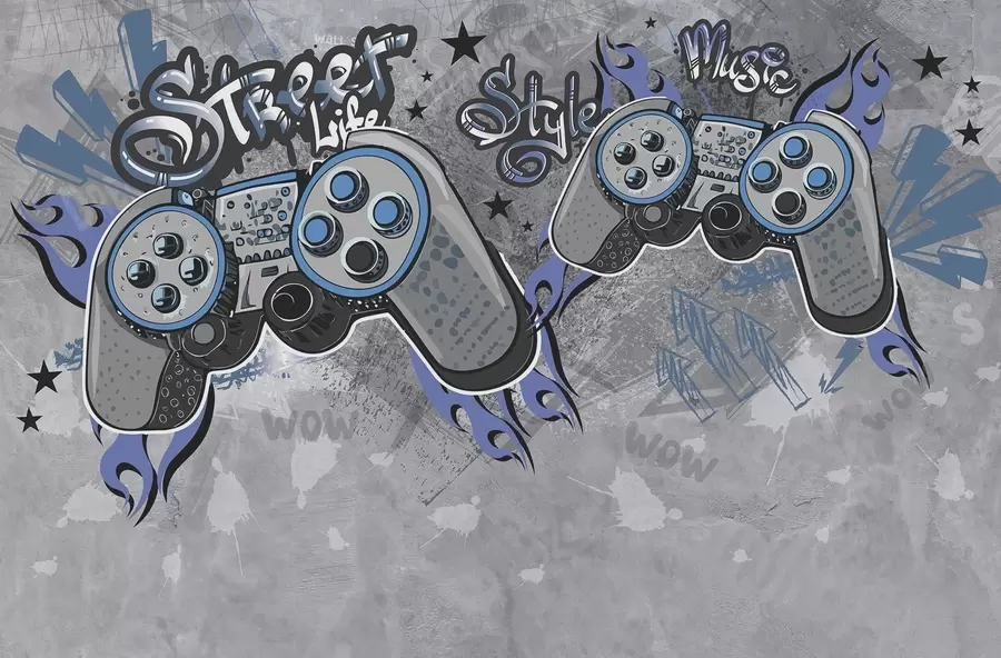 carta da parati Console in stile street art sul muro grunge nr. w04054